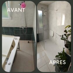 Avant -après remplacement de baignoire par une douche sécurisée – solution idéale pour plus de sérénité